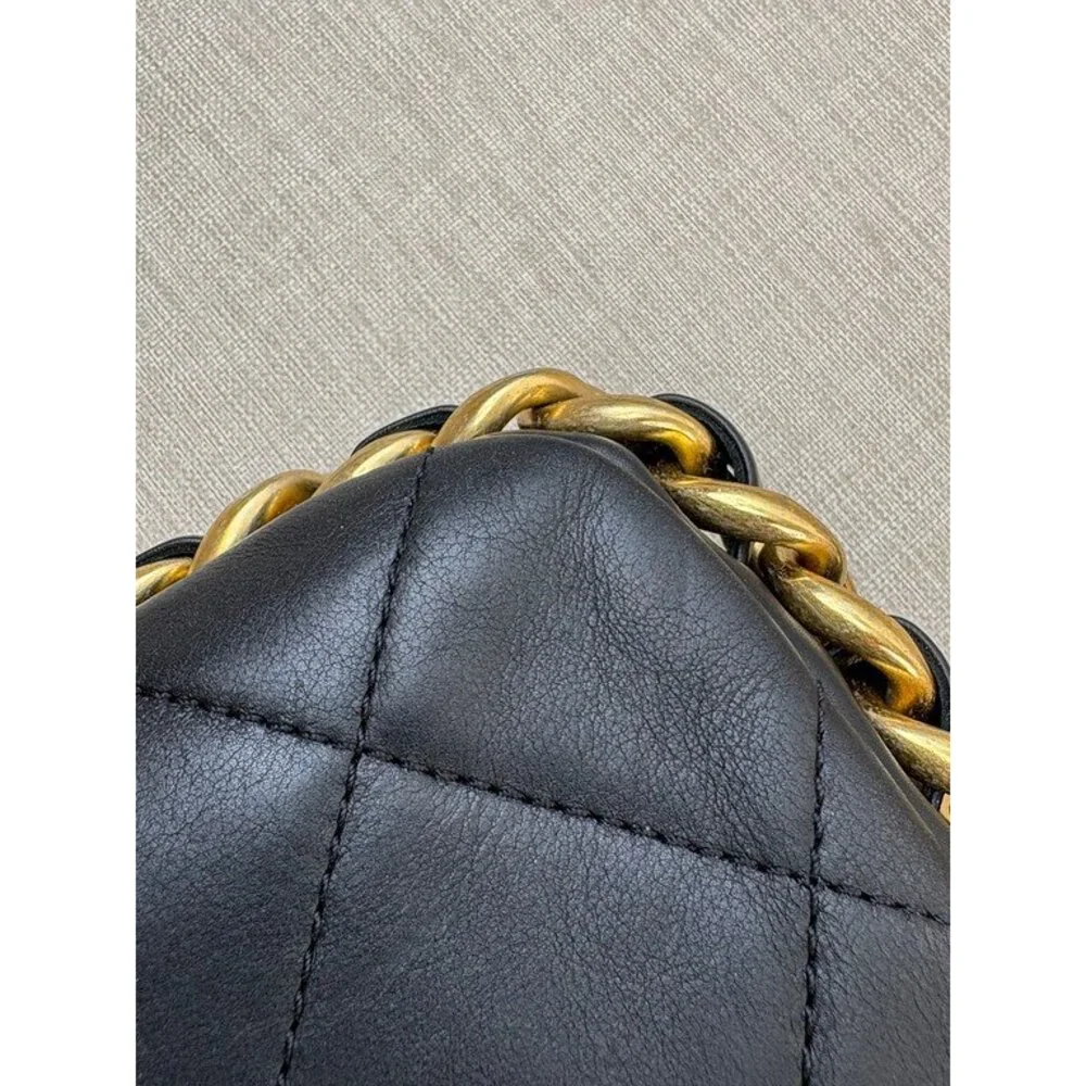 CHANEL Black Calfskin Square Flap Bag Mini GHW